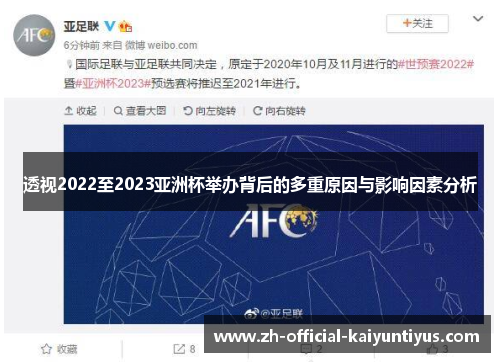 透视2022至2023亚洲杯举办背后的多重原因与影响因素分析 透视2022至2023亚洲杯举办背后的多重原因与影响因素分析